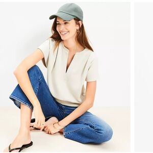 NWT LOFT Pleated V-Neck Sweatshirt